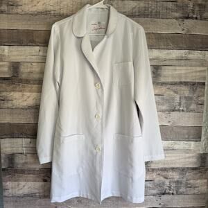 Grey's Anatomy Signature Lab Coat White Women’s L Back Belt Scrubs Doctor Jacket